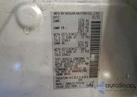 2015 Nissan Rogue S from USA, damaged, VIN 5N1AT2ML0FC821405